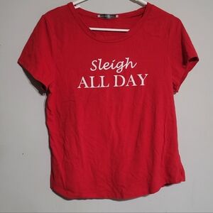 Red 'Sleigh All Day' T-Shirt‎